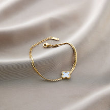 Warm Jian Does Not Fade Cross-border Hot-selling Titanium Steel Bracelet Women's Five-leaf Clover with Diamonds Ins Wind Personality 18K Vacuum Plating