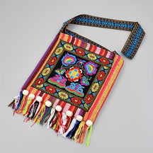 Foreign Trade Cross-border Messenger Bag Embroidered Women's Bag Ethnic Style Bag Versatile Messenger Bohemian Embroidered Fringed Hanfu Bag