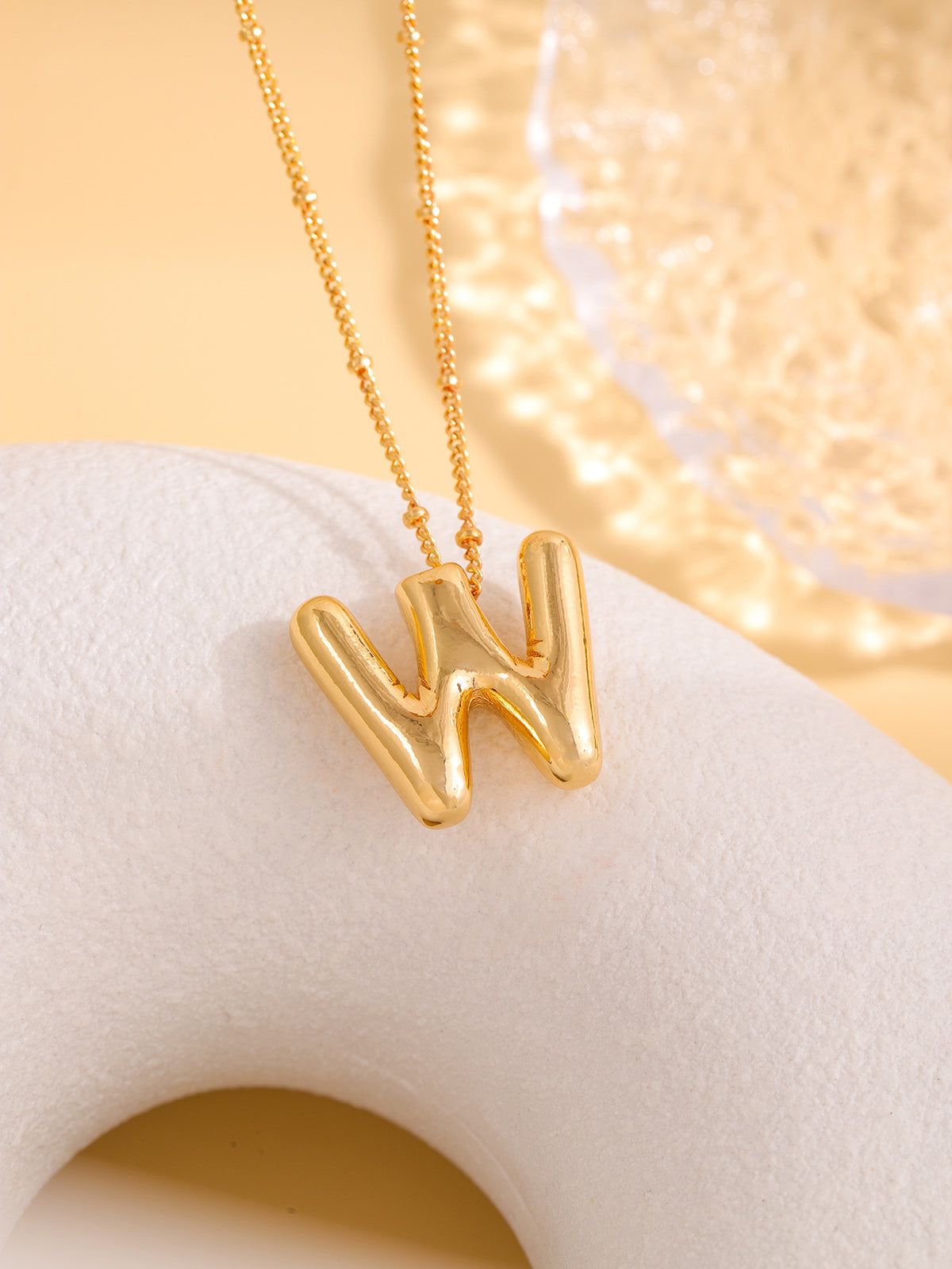 Hot-selling Balloon Glossy Letter Necklace Chubby Pendant European and American Fashion Simple Collarbone Chain