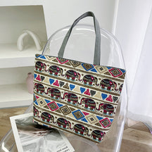 Foreign Trade New Canvas Bag Large-capacity Women's Bag Printed Handbag Ethnic Style Literary and Artistic Student Bag Shopping Bag