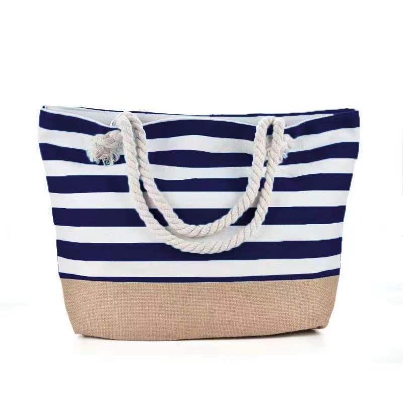 New Cross-border Beach Bag Striped, Foreign Trade Leisure Bag Amazon Armpit Bag Women's Shoulder Bag Women's Canvas Bag