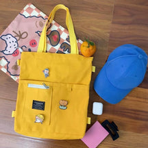 Ins Canvas Bag Female Student Korean Version Messenger Bag Large Capacity Fashion Versatile Single Shoulder Portable Tutoring Bag Double Shoulder Back