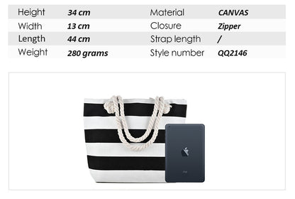 New Cross-border Beach Bag Striped, Foreign Trade Leisure Bag Amazon Armpit Bag Women's Shoulder Bag Women's Canvas Bag