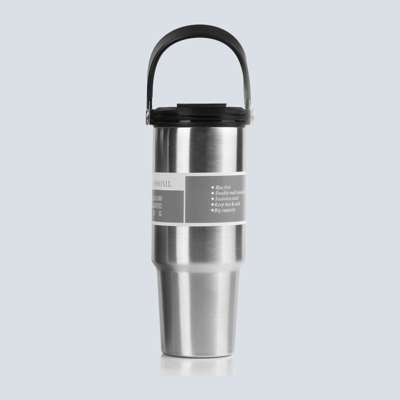 Car Cup 30oz Bingba Cup 304 Stainless Steel Thermos Cup Double Drinking Straw Cup Car Thermal Insulation Cold Cup