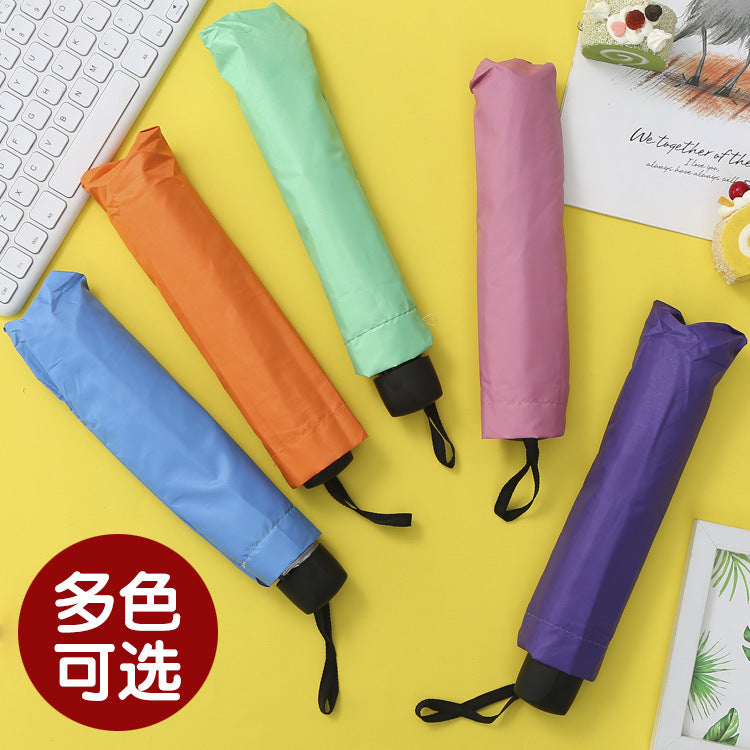 Manufacturer Wholesale Creative Three-fold Inverted Rod Silver Glue Umbrella Weather and Rain Dual-purpose Gift Umbrella Advertising Umbrella Can Be Used As Logo