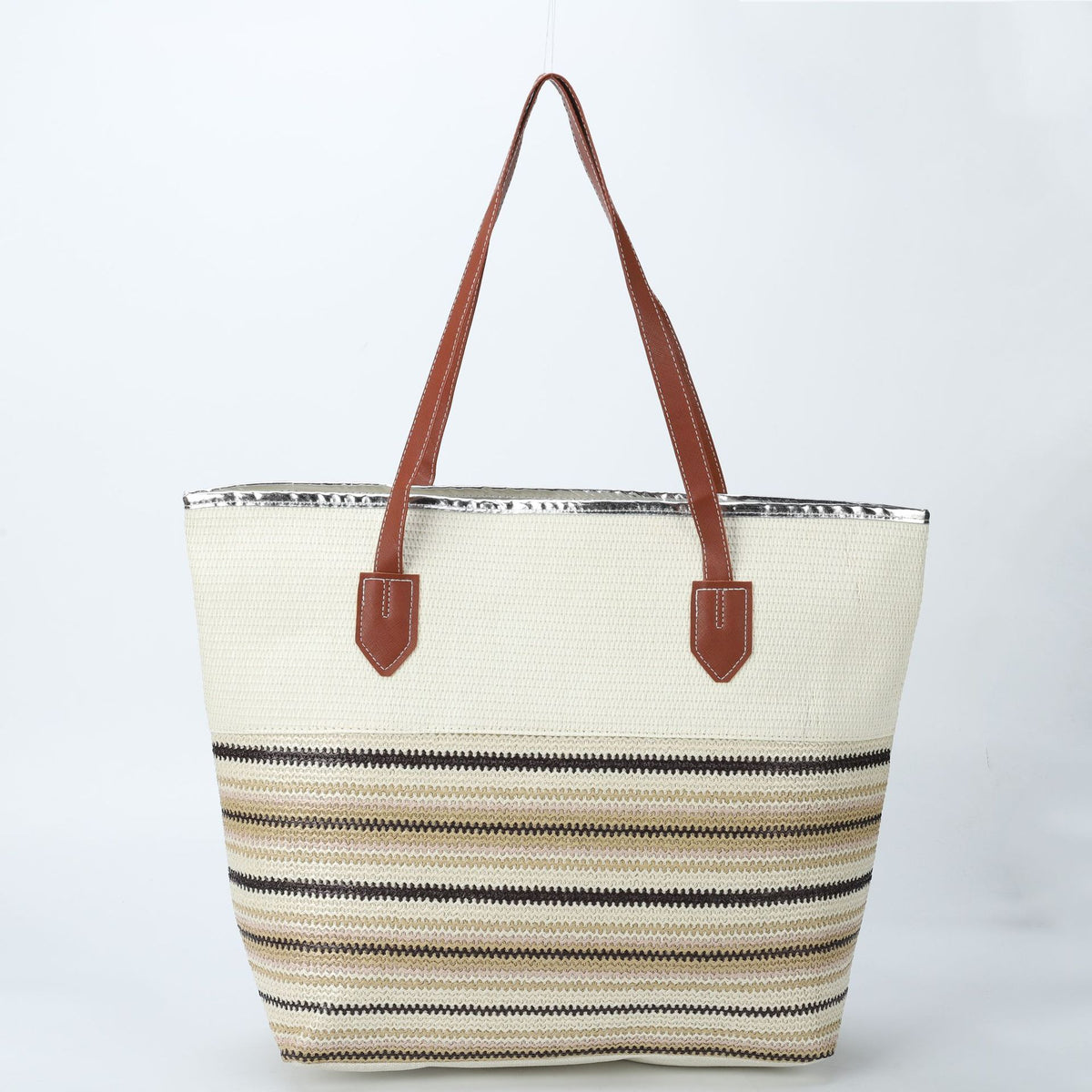 New Cross-border Beach Bag Striped, Foreign Trade Leisure Bag Amazon Armpit Bag Women's Shoulder Bag Women's Canvas Bag