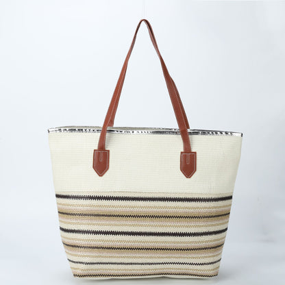 New Cross-border Beach Bag Striped, Foreign Trade Leisure Bag Amazon Armpit Bag Women's Shoulder Bag Women's Canvas Bag