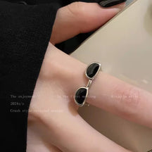 Korean Light Luxury High-end Zircon Pearl Ring Women's Retro Niche Design Bow Ring Ring Open Jewelry