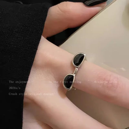 Korean Light Luxury High-end Zircon Pearl Ring Women's Retro Niche Design Bow Ring Ring Open Jewelry