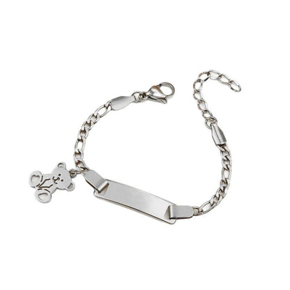 European and American New Fashion Versatile Baby Jewelry Titanium Steel Blank Curved Sign Adjustable DIY Text Bracelet