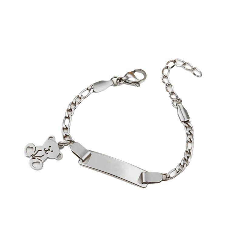 European and American New Fashion Versatile Baby Jewelry Titanium Steel Blank Curved Sign Adjustable DIY Text Bracelet