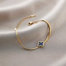 Warm Jian Does Not Fade Cross-border Hot-selling Titanium Steel Bracelet Women's Five-leaf Clover with Diamonds Ins Wind Personality 18K Vacuum Plating