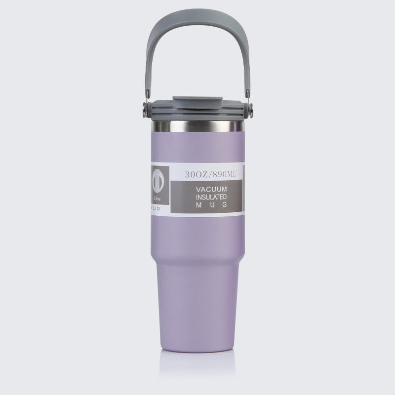 Car Cup 30oz Bingba Cup 304 Stainless Steel Thermos Cup Double Drinking Straw Cup Car Thermal Insulation Cold Cup