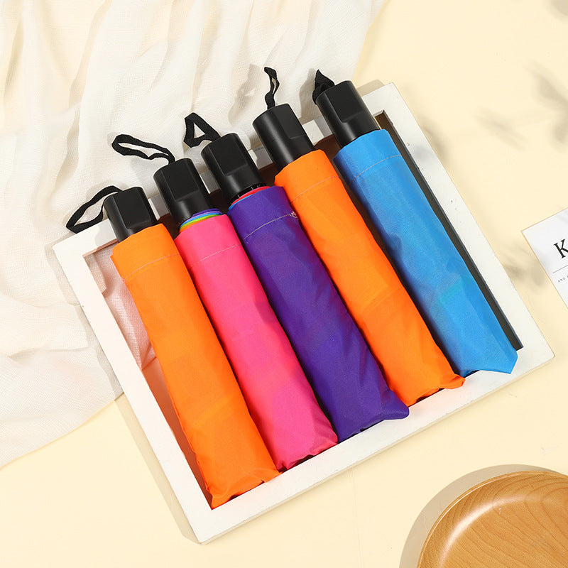 Cross-border Hand-opened Folding Rainbow Umbrella Wholesale Stall Umbrella Men and Women Promotional Umbrella Umbrella Custom Logo Advertising Umbrella