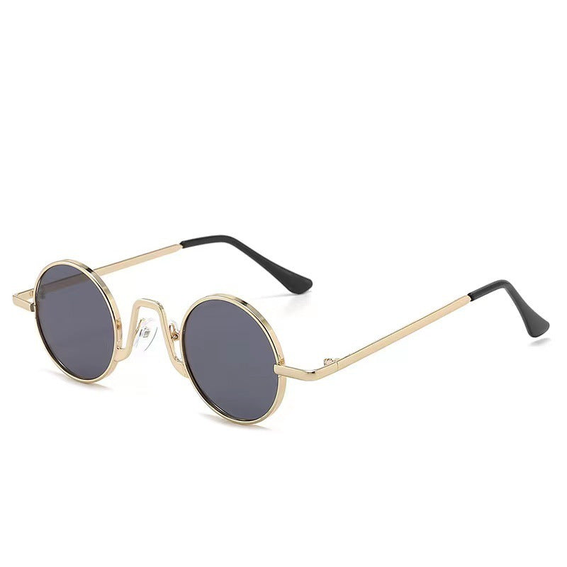 Vintage Hip Hop Sunglasses Small Frame Round Douyin Internet Celebrity Street Shot Mini Small Glasses Funny Sunglasses Small Prince Glasses