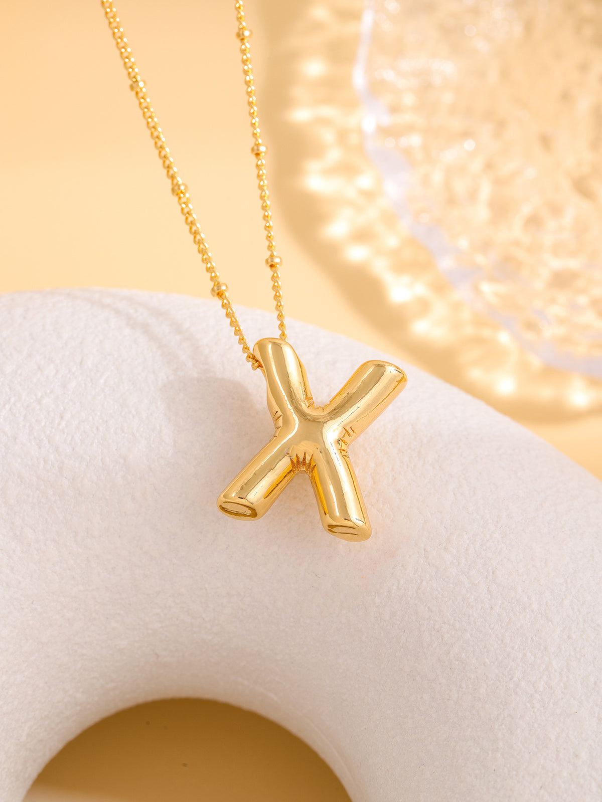 Hot-selling Balloon Glossy Letter Necklace Chubby Pendant European and American Fashion Simple Collarbone Chain
