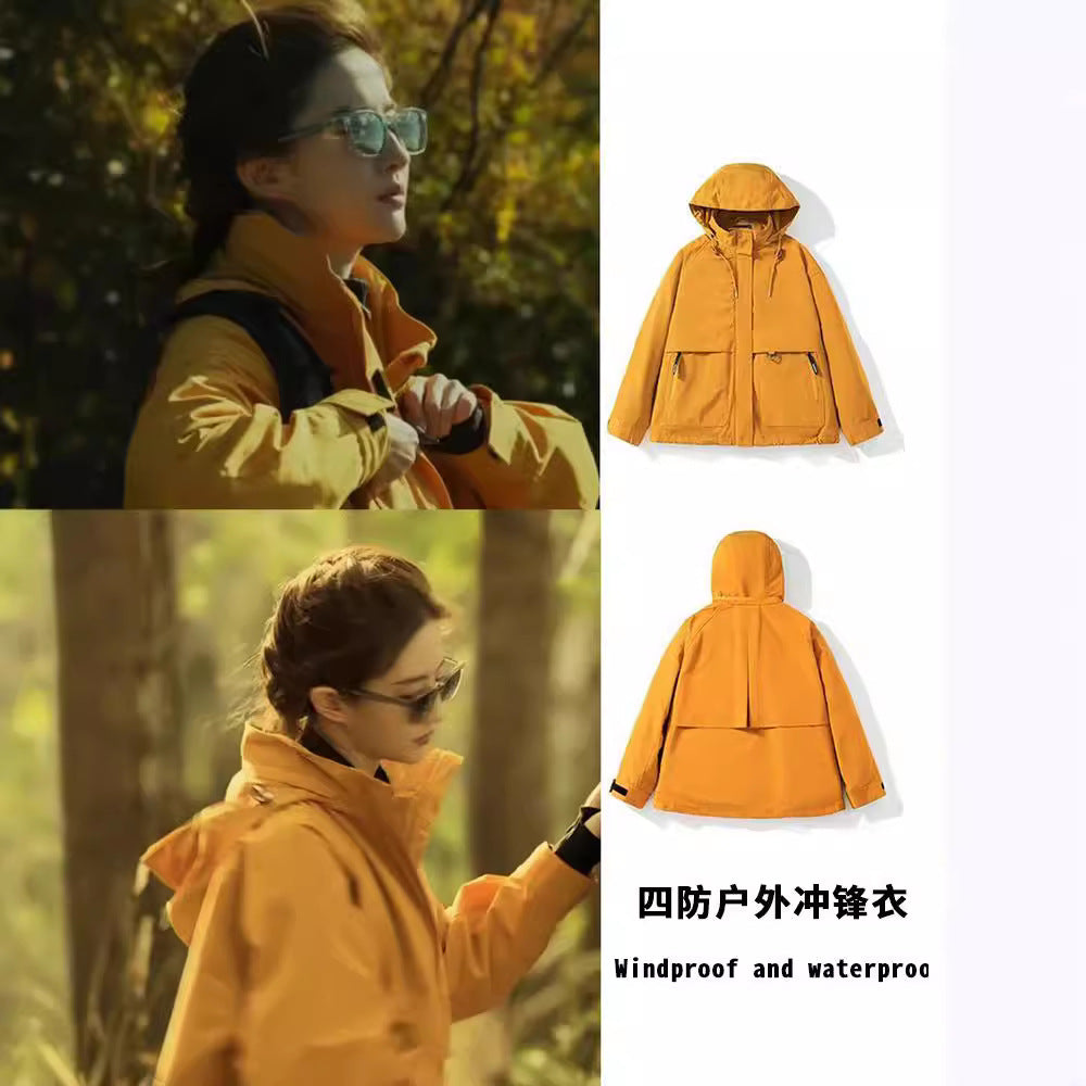 Liu Yifei ,Huang Yimei, The Same Style Spring and Autumn Winter Mountaineering Jacket, Light Three-in-one Windproof Outdoor Jacket for Women