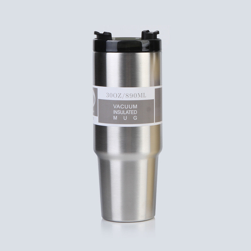 Car Cup 30oz Bingba Cup 304 Stainless Steel Thermos Cup Double Drinking Straw Cup Car Thermal Insulation Cold Cup