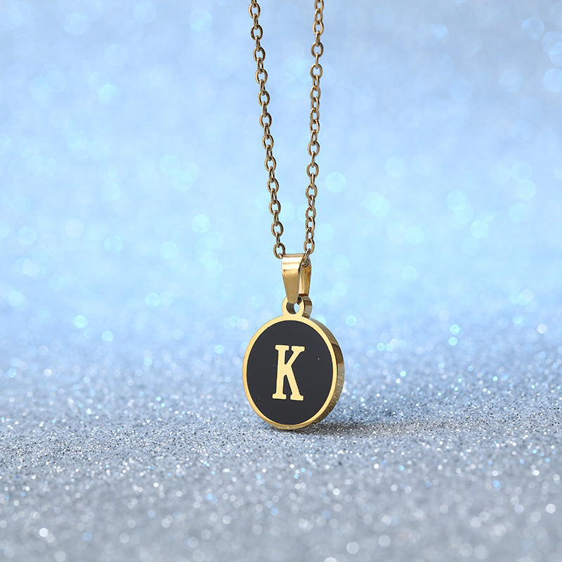 Foreign Trade Hot-selling Ins Wind Simple Alloy, English Letter Necklace Pendant Round Item Pendant 26 Letter Necklace