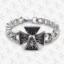 Amazon Vintage Celtic Knot Skull Stainless Steel Cuban Bracelet Cross Punk Men's Jewelry, Popular