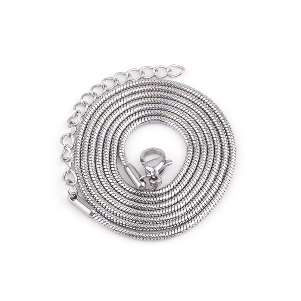 Europe and The United States Popular Stainless Steel Round Snake Chain Snake Bone Chain Spring Titanium Steel Necklace Simple Personality Clavicle Chain New Wholesale