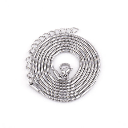 Europe and The United States Popular Stainless Steel Round Snake Chain Snake Bone Chain Spring Titanium Steel Necklace Simple Personality Clavicle Chain New Wholesale