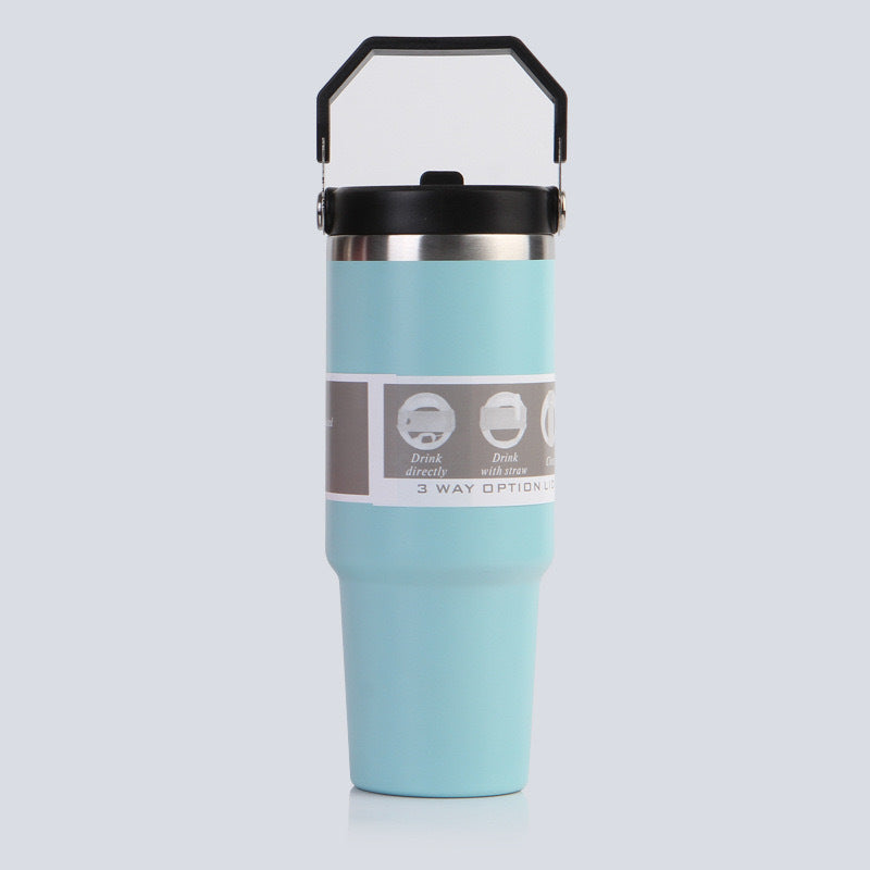 Car Cup 30oz Bingba Cup 304 Stainless Steel Thermos Cup Double Drinking Straw Cup Car Thermal Insulation Cold Cup