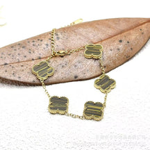 Popular 15MM Four-leaf Clover Bracelet Stainless Steel 18K Gold Five-flower Four-leaf Clover Double-sided Fritillary Fashionable Versatile Bracelet