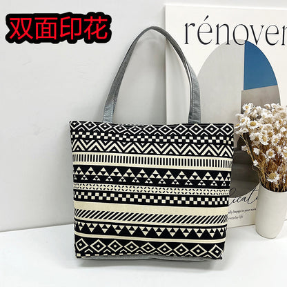 Foreign Trade New Canvas Bag Large-capacity Women's Bag Printed Handbag Ethnic Style Literary and Artistic Student Bag Shopping Bag