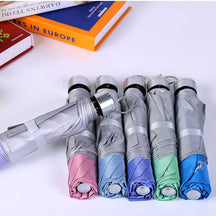 Manufacturer Wholesale Creative Three-fold Inverted Rod Silver Glue Umbrella Weather and Rain Dual-purpose Gift Umbrella Advertising Umbrella Can Be Used As Logo