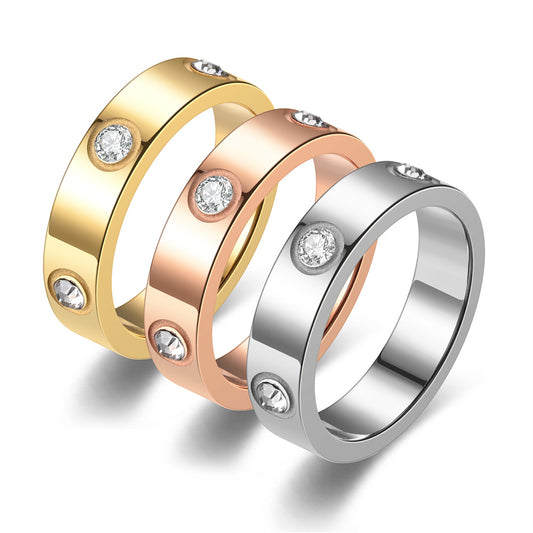 European and American Fashion New Internet Celebrity Hot-selling Style Smooth Diamond Ring Cross-border Exclusive Source Manufacturers