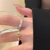 Korean Light Luxury High-end Zircon Pearl Ring Women's Retro Niche Design Bow Ring Ring Open Jewelry