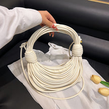 2025 Women's Bag New Cross-border Korean Fashion Knotted Bag Texture Woven Multi-color Popular Messenger Handbag