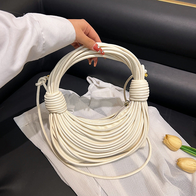 2025 Women's Bag New Cross-border Korean Fashion Knotted Bag Texture Woven Multi-color Popular Messenger Handbag