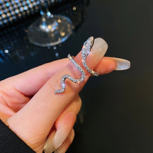 Hot-selling Micro-inlaid Zircon Wrapped Snake Ring Women's Niche Design Sense Fashion Personality Index Finger Ring
