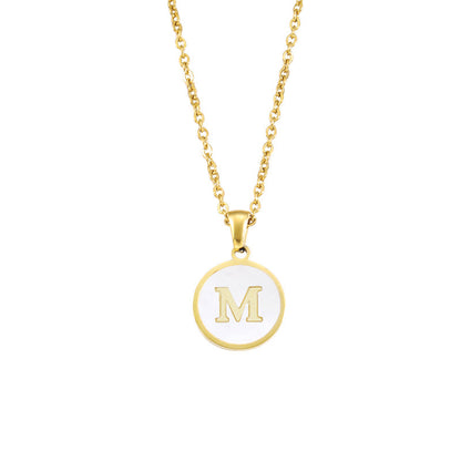 Foreign Trade Hot-selling Ins Wind Simple Alloy, English Letter Necklace Pendant Round Item Pendant 26 Letter Necklace