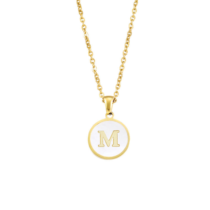 Foreign Trade Hot-selling Ins Wind Simple Alloy, English Letter Necklace Pendant Round Item Pendant 26 Letter Necklace