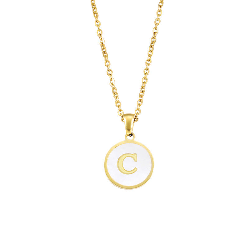 Foreign Trade Hot-selling Ins Wind Simple Alloy, English Letter Necklace Pendant Round Item Pendant 26 Letter Necklace