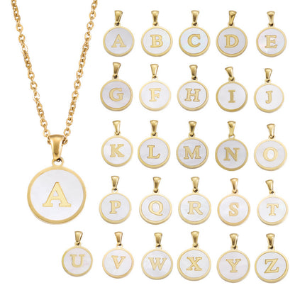 Foreign Trade Hot-selling Ins Wind Simple Alloy, English Letter Necklace Pendant Round Item Pendant 26 Letter Necklace