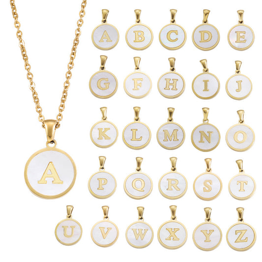 Foreign Trade Hot-selling Ins Wind Simple Alloy, English Letter Necklace Pendant Round Item Pendant 26 Letter Necklace