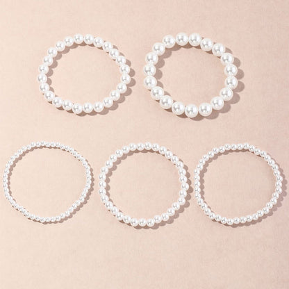 XP17 Cross-border Hot-selling Imitation Pearl Beaded Bracelet Women's 4/6/8/10/14MM Elastic Rope Bracelet Hand Jewelry