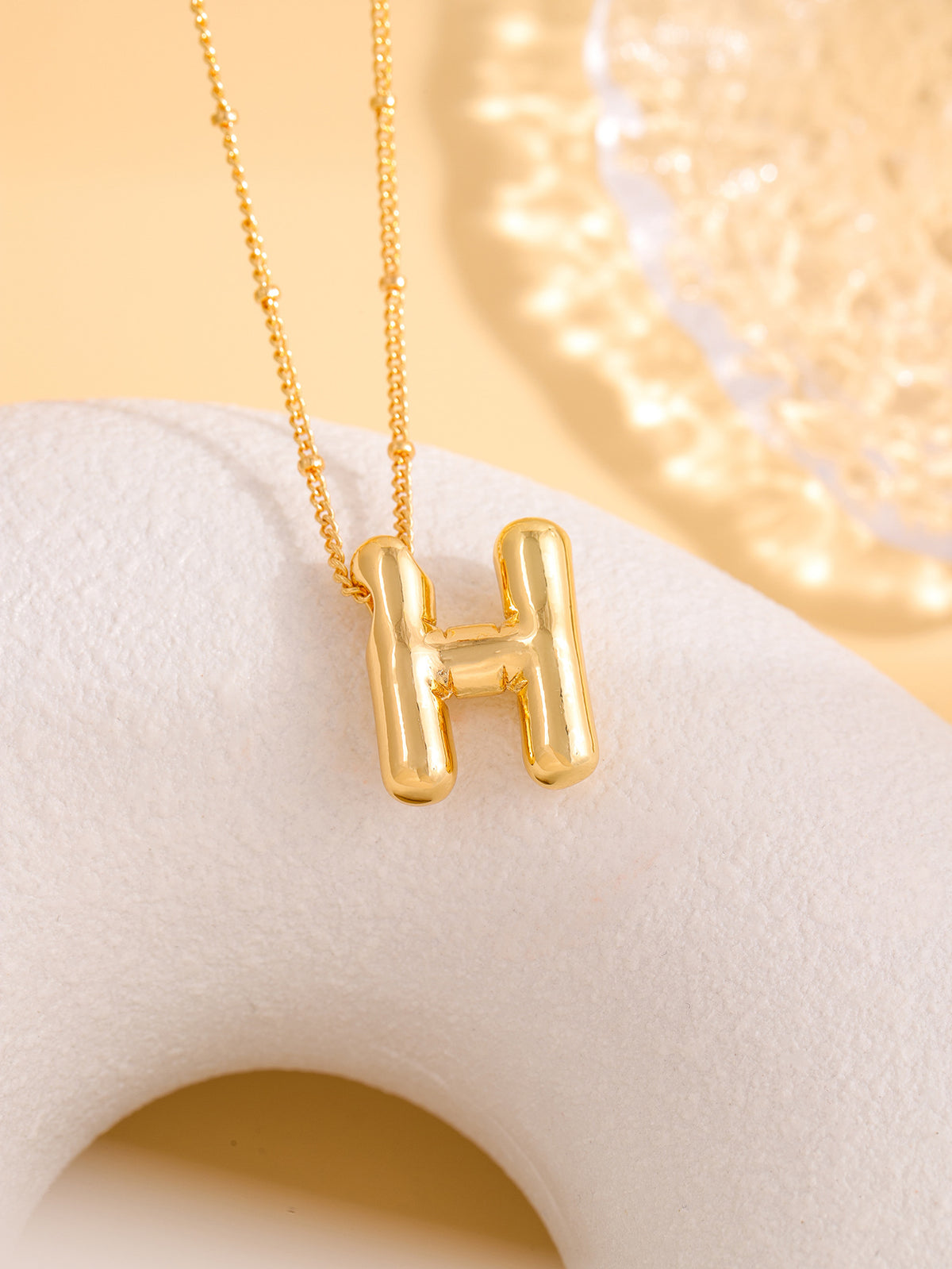 Hot-selling Balloon Glossy Letter Necklace Chubby Pendant European and American Fashion Simple Collarbone Chain