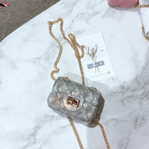 Summer Mini Jelly Bag Crossbody Shoulder Bag Korean Version Diamond Chain Bag Pvc Change Woman