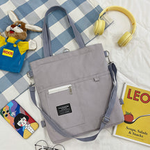 Ins Canvas Bag Female Student Korean Version Messenger Bag Large Capacity Fashion Versatile Single Shoulder Portable Tutoring Bag Double Shoulder Back