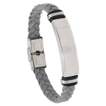 European and American Stainless Steel Simple Bracelet, Light Plate Lettering Leather Woven Bracelet, Men's Bracelet Factory Direct Sales