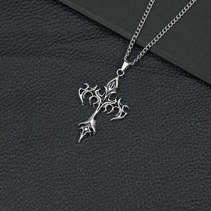 Hip Hop Necklace Jewelry Men's Popular Street Cross Personality Bouncing Alloy Pendant Sweater Chain Wholesale