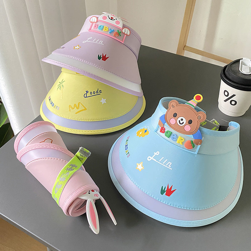 Hot selling Animal Children's Sunscreen Cap Solar Rechargeable Cap New UV Protection Empty Top Sun Hat with Fan