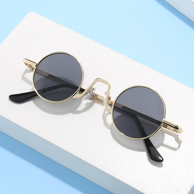 Vintage Hip Hop Sunglasses Small Frame Round Douyin Internet Celebrity Street Shot Mini Small Glasses Funny Sunglasses Small Prince Glasses