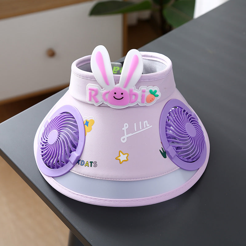 Hot selling Animal Children's Sunscreen Cap Solar Rechargeable Cap New UV Protection Empty Top Sun Hat with Fan