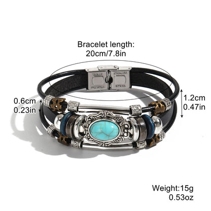 Special Foreign Trade Europe and The United States Popular Beaded Bracelet Women's Set Bohemian Ethnic Style Turquoise Bracelet